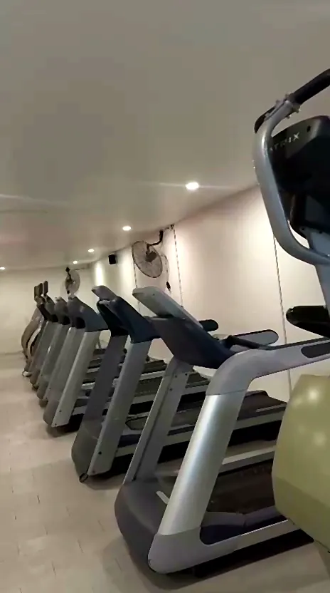 Fila de caminadoras en la sala de cardio